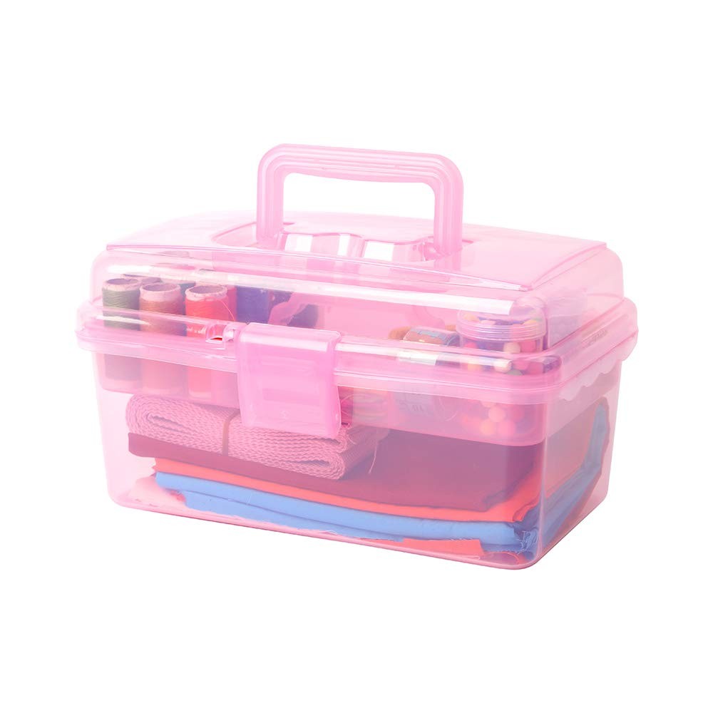 Multipurpose Plastic Storage Container Organizer Box Case with Removable Tray...