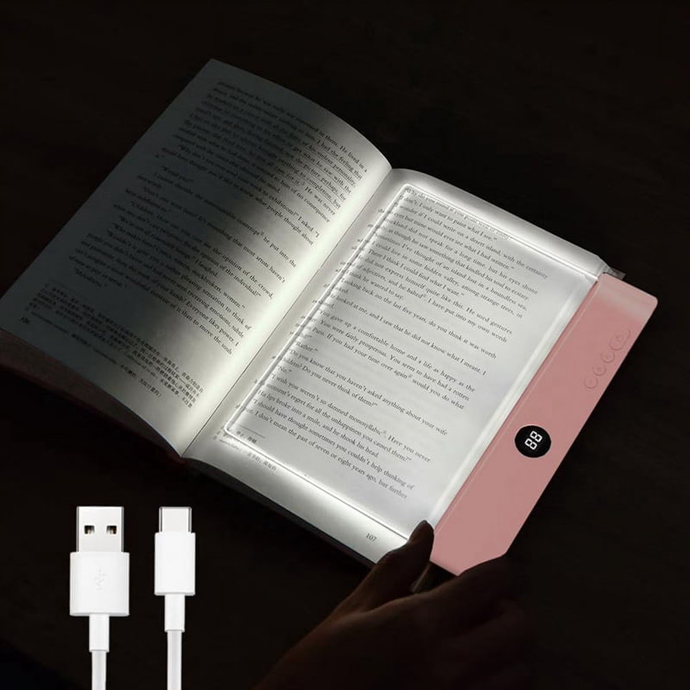 Book Light, Rechargeable Clear LED Flat Reading Light with 3 Colors  Timer...