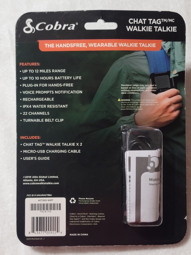 NEW Cobra ACT220 2 Pack Chat Tag The Rock