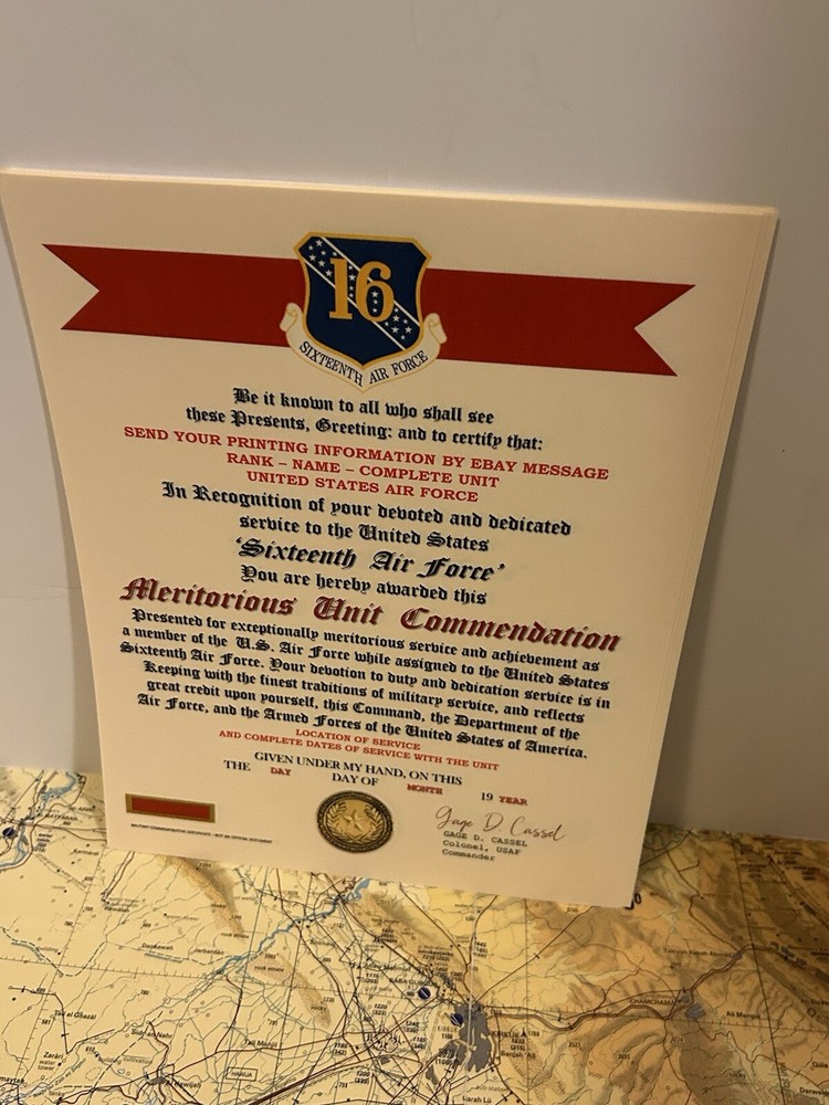U.S. AIR FORCE / 16TH AIR FORCE - MERITORIOUS UNIT COMMENDATION CERTIFICATE
