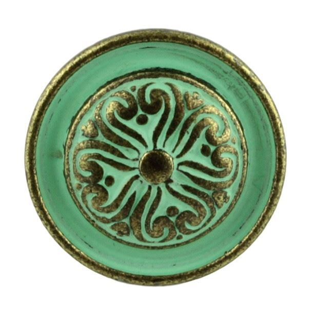 1-3/16" Baroque Scroll Work Design Knob Verdigris