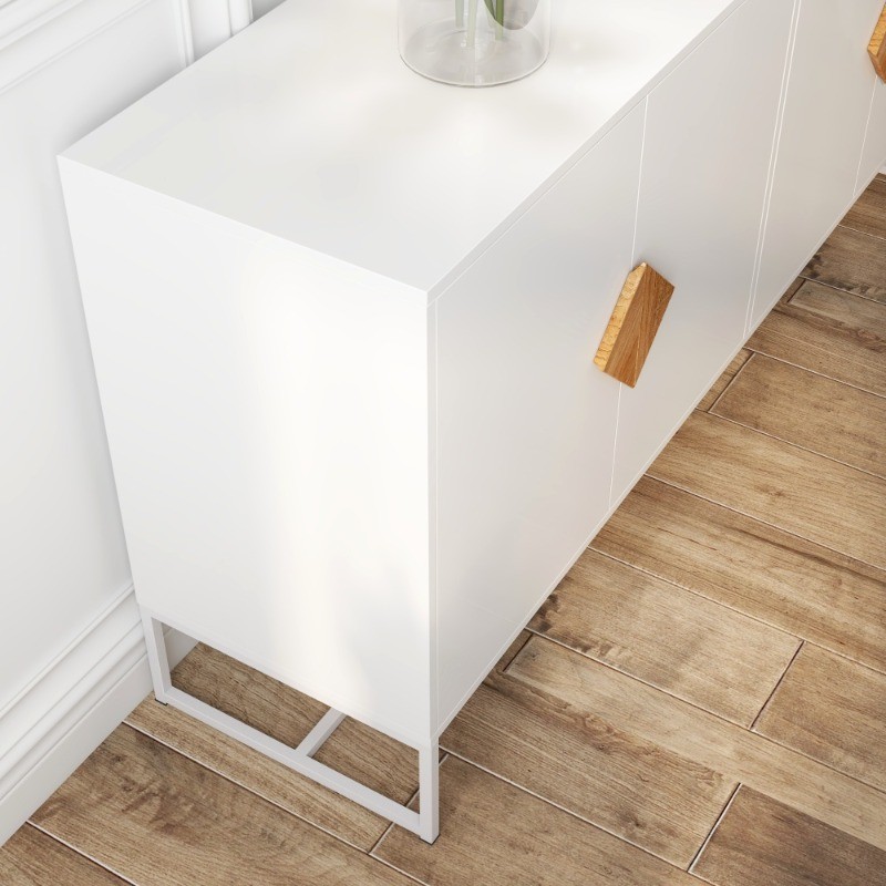 Solid wood special square handle design with 4 doors and double storage sideboar