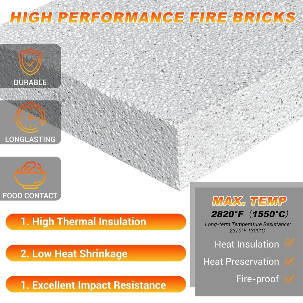 Fire Bricks, WoodStove Firebricks, 2400F Light Weight High Temperature Insula...