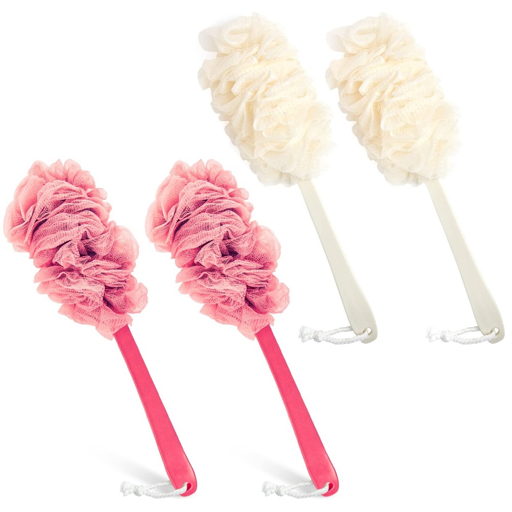 4 Pack Long Handle Back Scrubber Loofah Brush