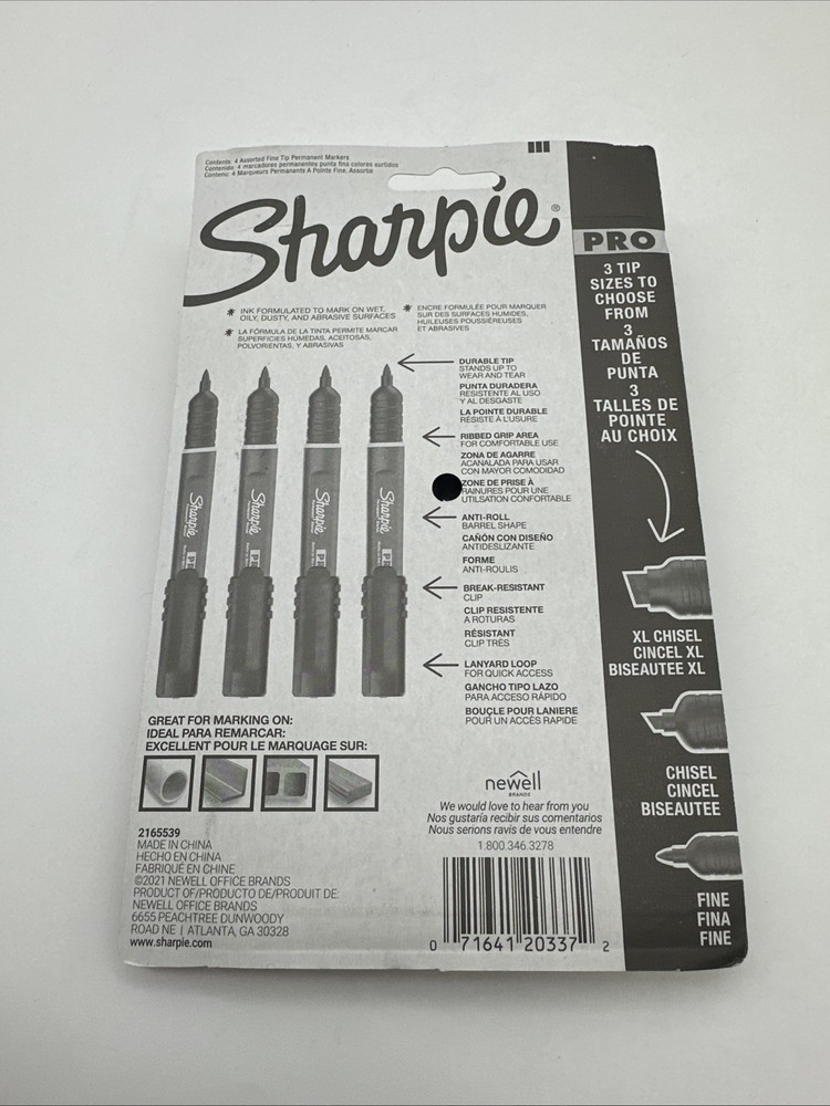SHARPIE Pro Permanent Marker, Fine Point, Assorted Colors, 4-Count Marker (20...