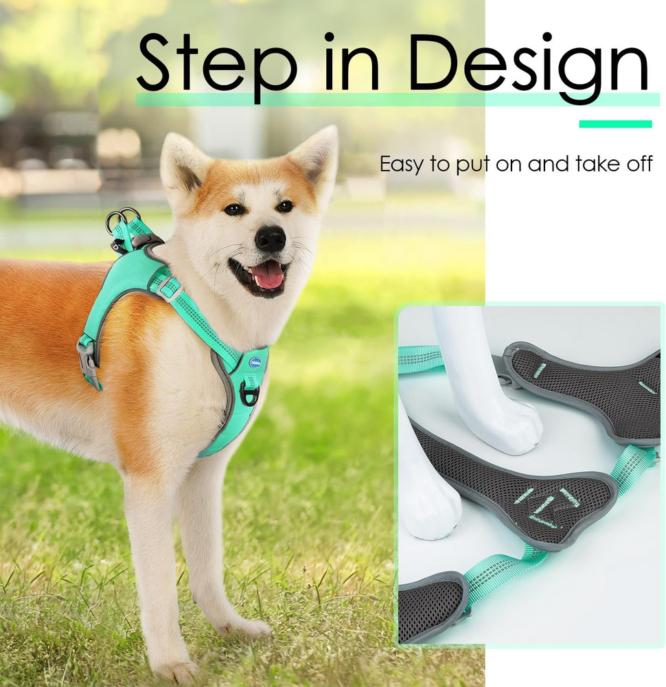 No-Pull Harness, Escape Proof Step-In Reflective Dog Vest Adjustable Breathable