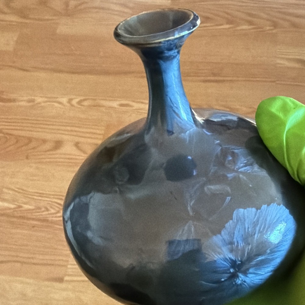 Helios Black Ceramic Decorative Vase, Glossy Finish