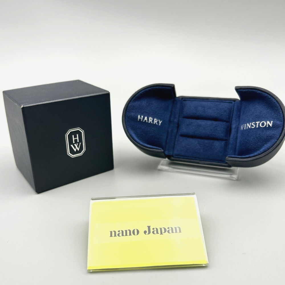 Harry Winston Double Ring Box Pair Case Navy Blue Presentation Empty Japan Used