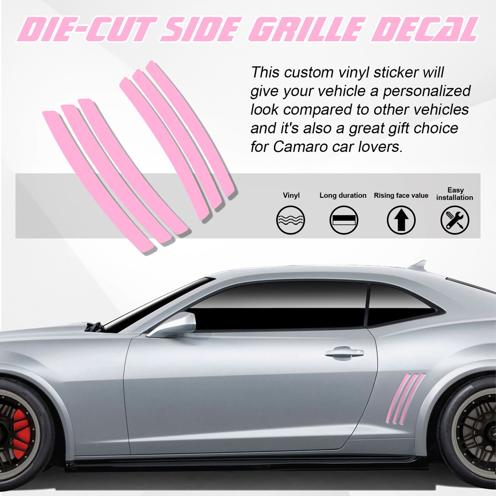 For Chevy Camaro 2010-2015 6pc Side Vent Stripe Panel Insert Stickers Decals
