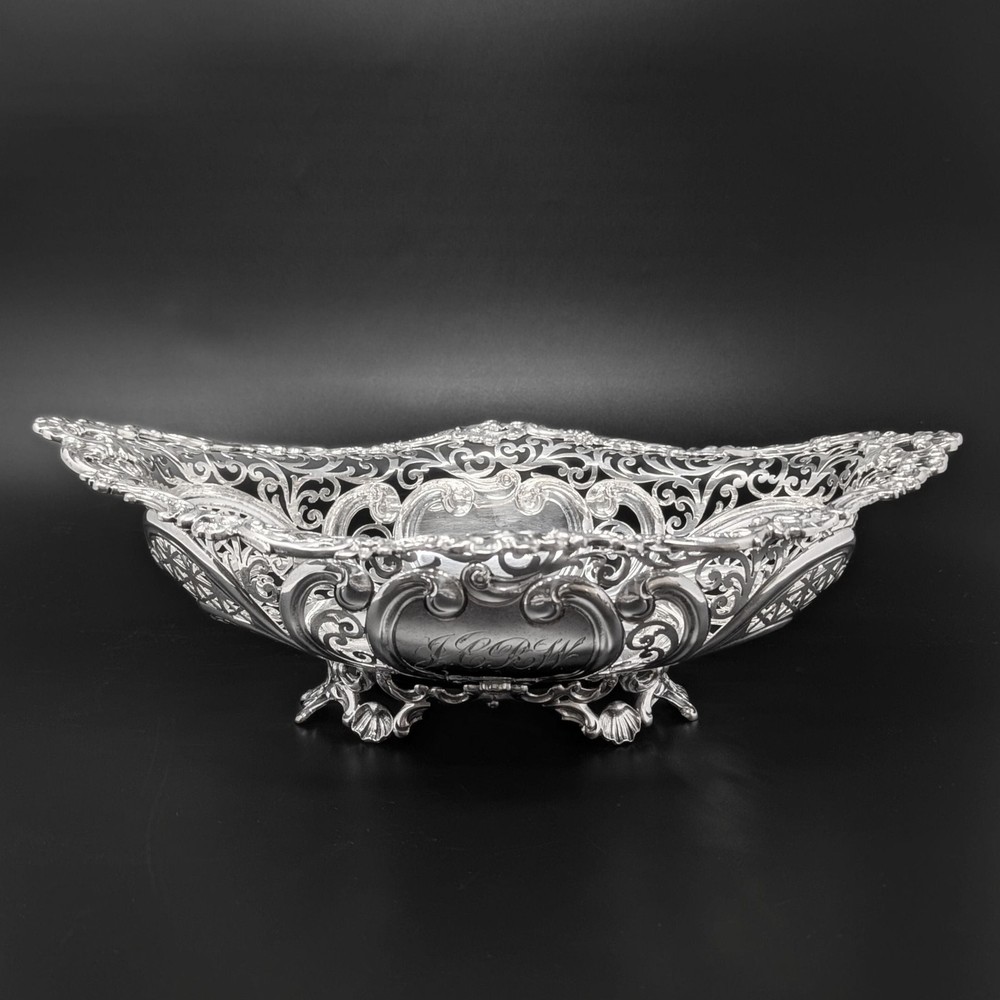 Howard & Co. Sterling Silver Victorian Monogrammed Bread Basket