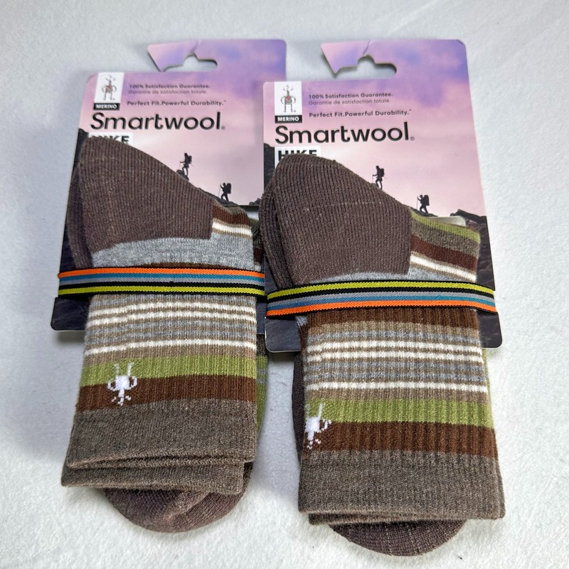 2 Pack Hike Light Cushion Mid Crew Socks Athletic Size Medium brown Smartwool