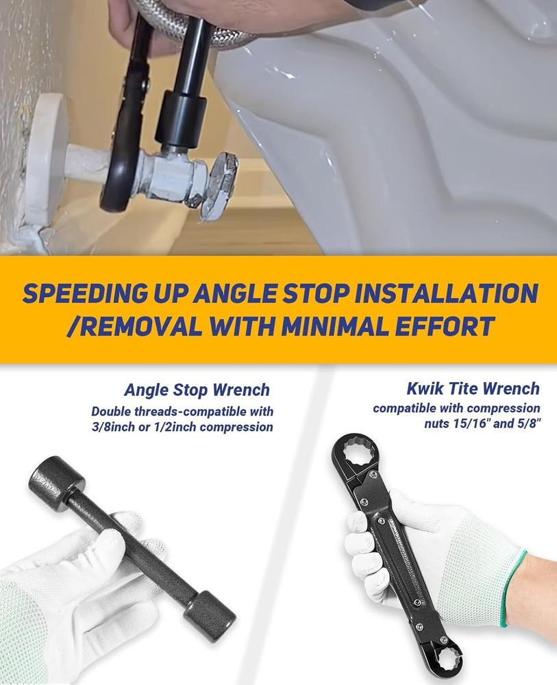 Angle-On Plumber Wrench for Installing New Compression Nuts Plumbing Tool
