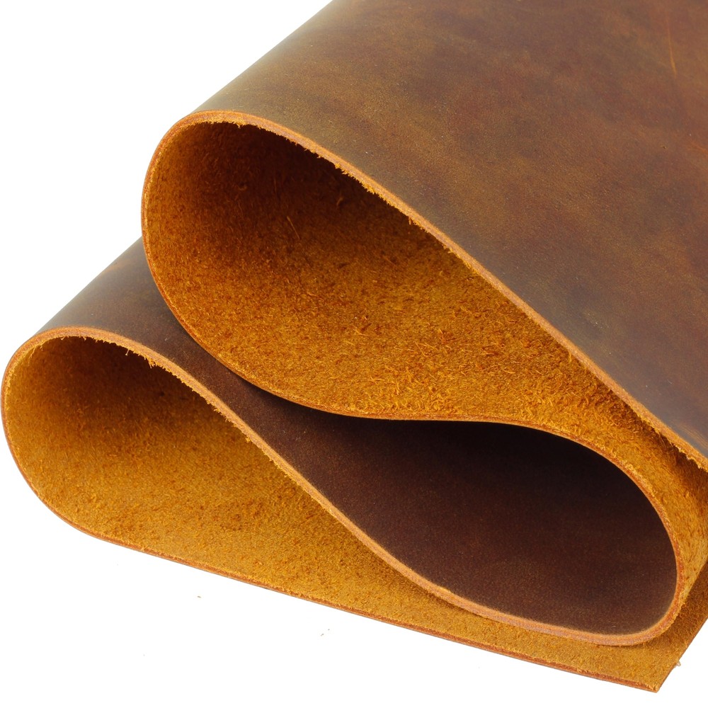 6"x12" Genuine Leather Sheet Camel Full Grain Precut for DIY Leather Projects