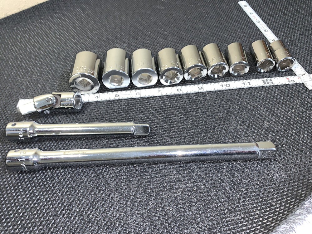 12 piece 1/2" SOCKET SET WITH EXTENSIONS and U Joint
