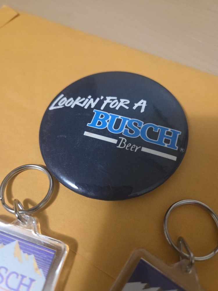 Busch Beer Keychain And Pin Button
