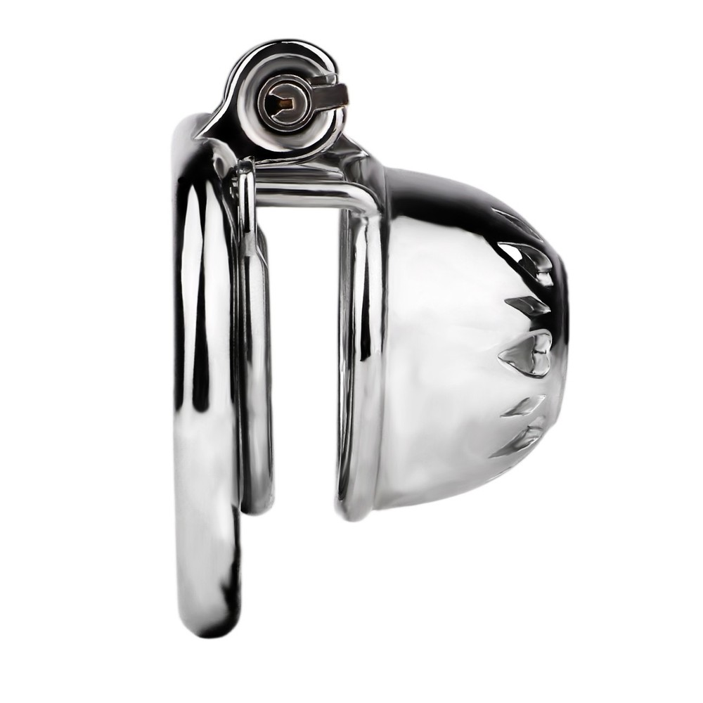 Metal Chastity Device for Men Ventilated Designed Cage with Lockable Ring SM