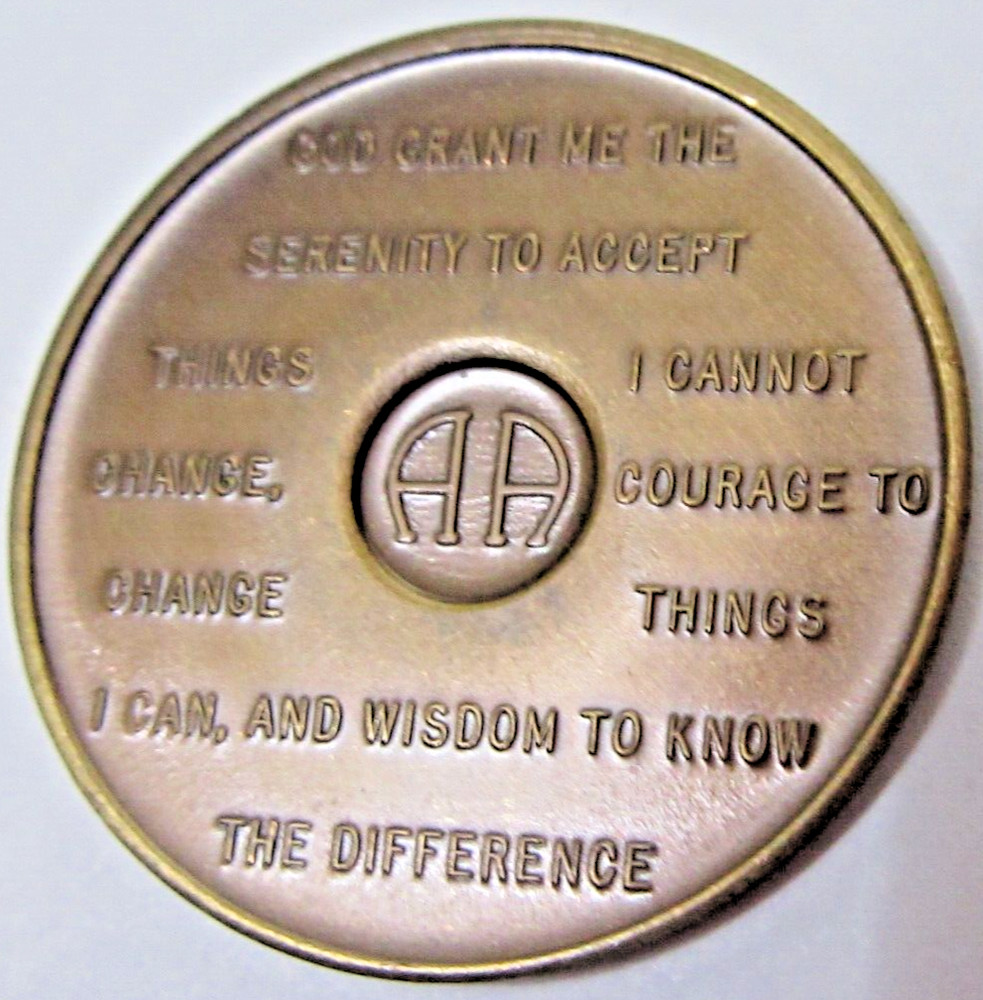 Alcoholics Anonymous AA backed Blank Bronze Medallion Chip Token Coin Sober