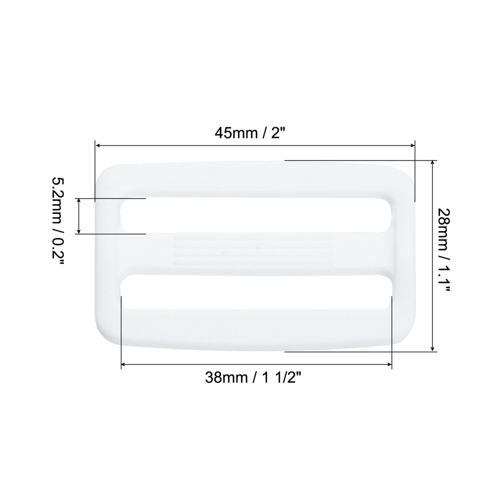 20Pack 1 1/2 Inch Tri-Glide Slide Buckles Plastic Webbing Strap Fastener White