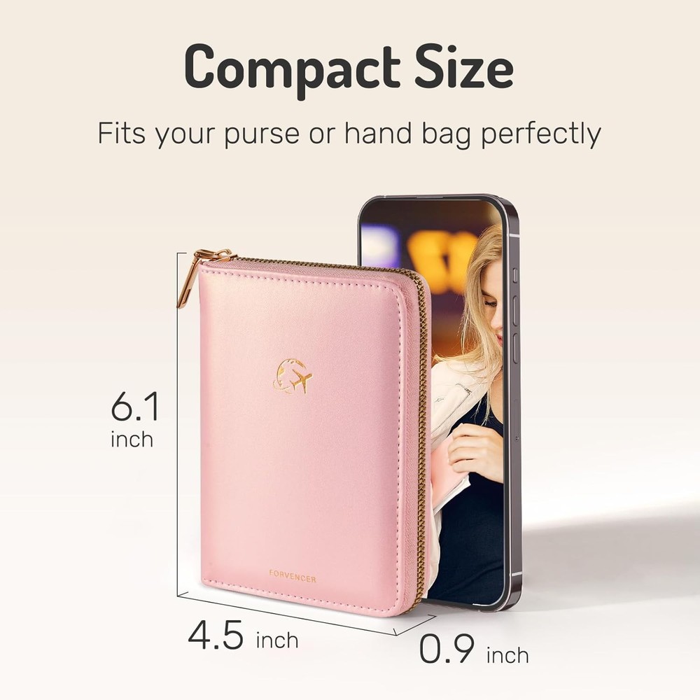 RFID Blocking Passport Holder with Zipper Black