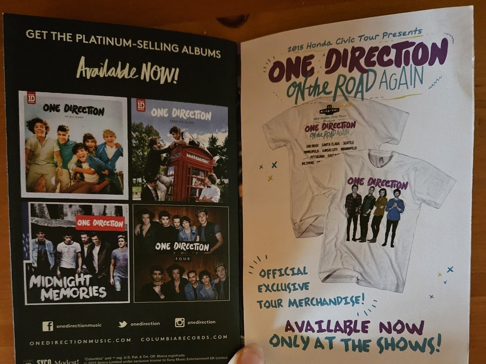 One Direction 2015 Tour Program Book On the Road Again