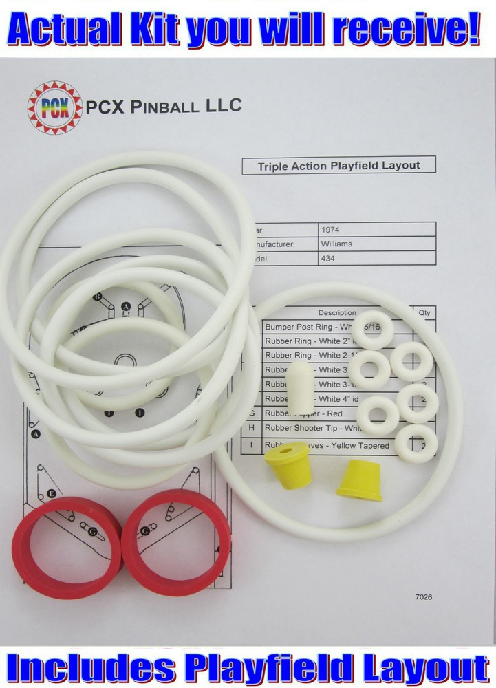 1974 Williams Triple Action Pinball Machine Rubber Ring Kit