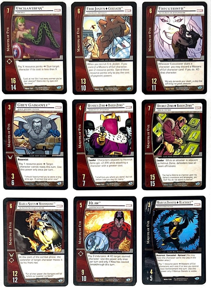 VS System Marvel The Avengers 2005 MAV 220/220 COMPLETE SET LP-NM