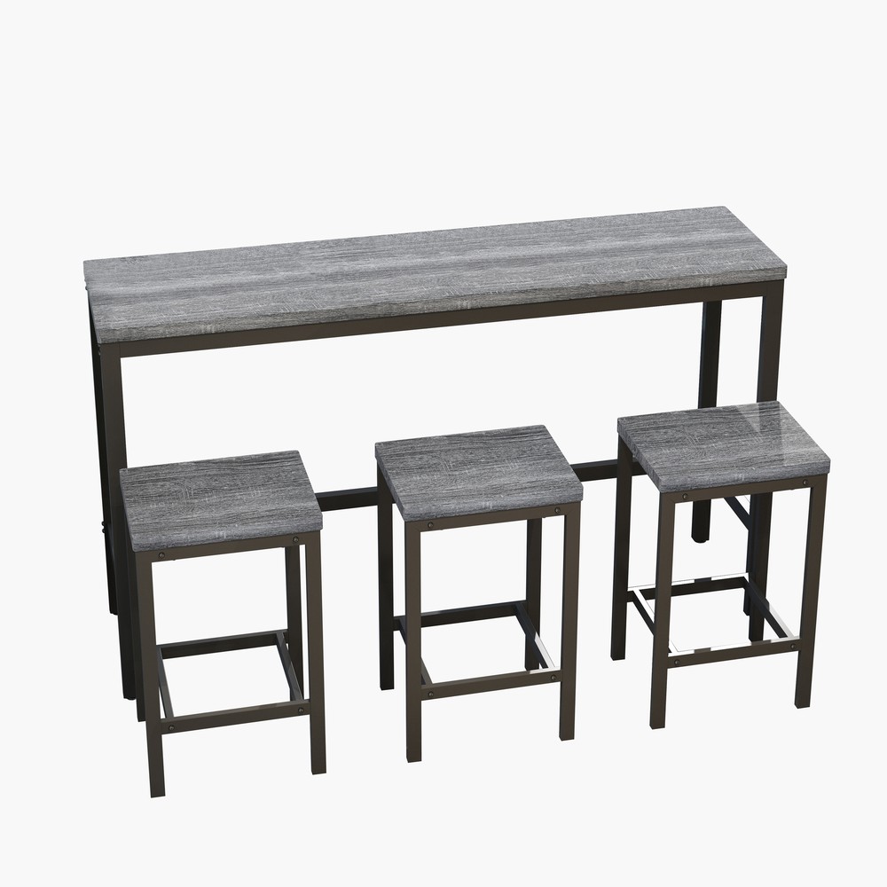 Modern Kitchen Dining Table, Pub Table Long Dining Table Set with 3 Stools