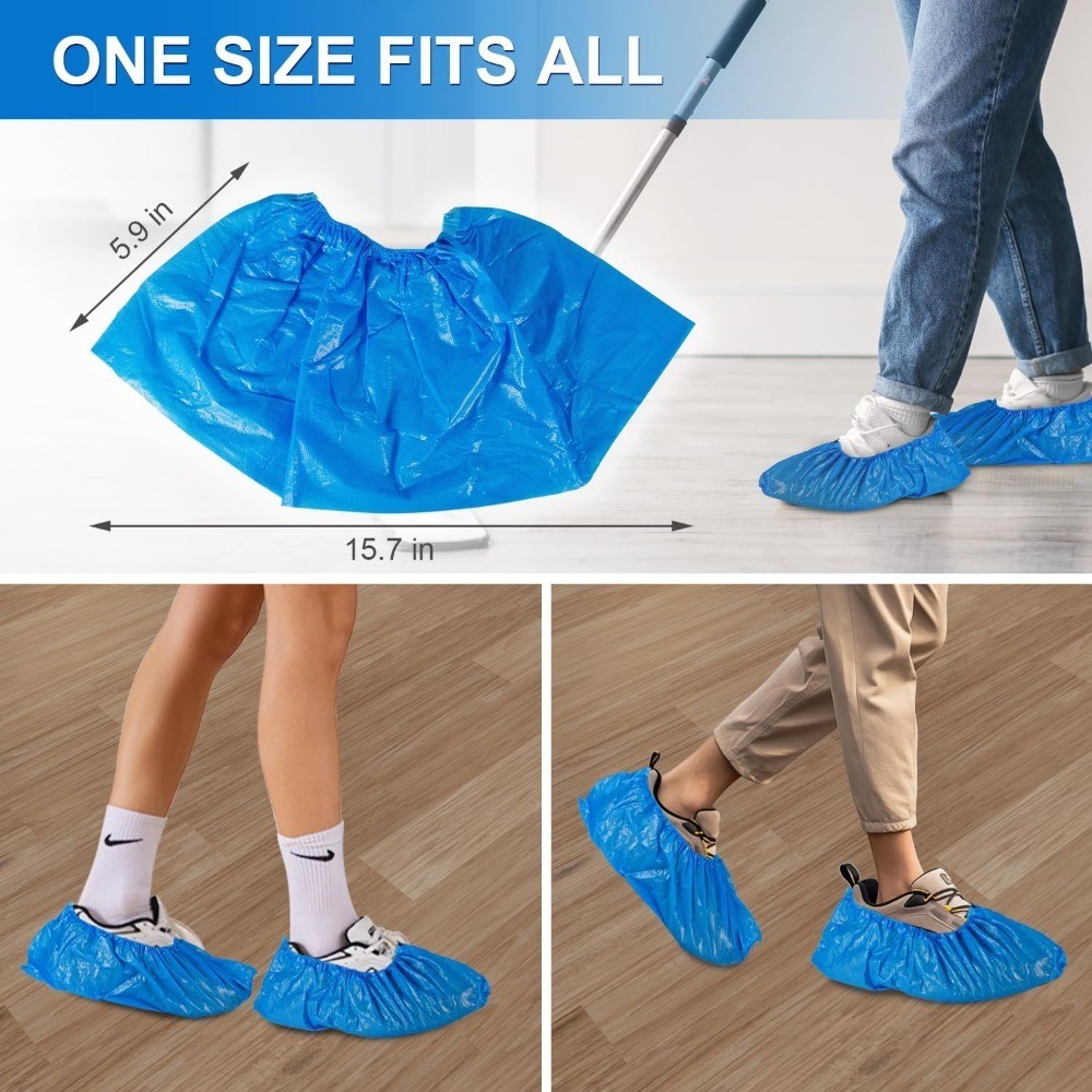 Disposable Non Slip Shoe Covers Plastic Boot Protectors Stretchable One Size