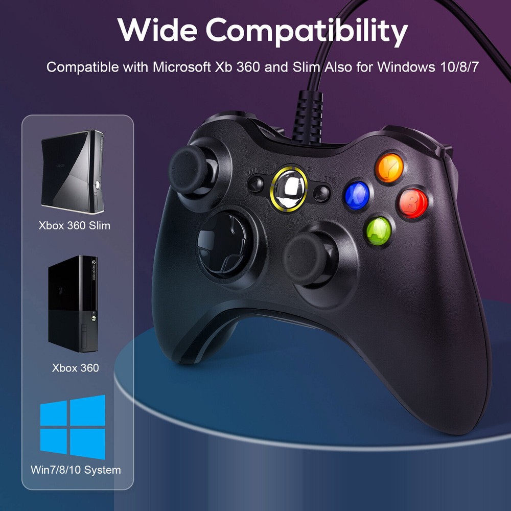 Wired PC Controller for Xbox 360, Game Controller for Steam PC Xbox 360 Slim