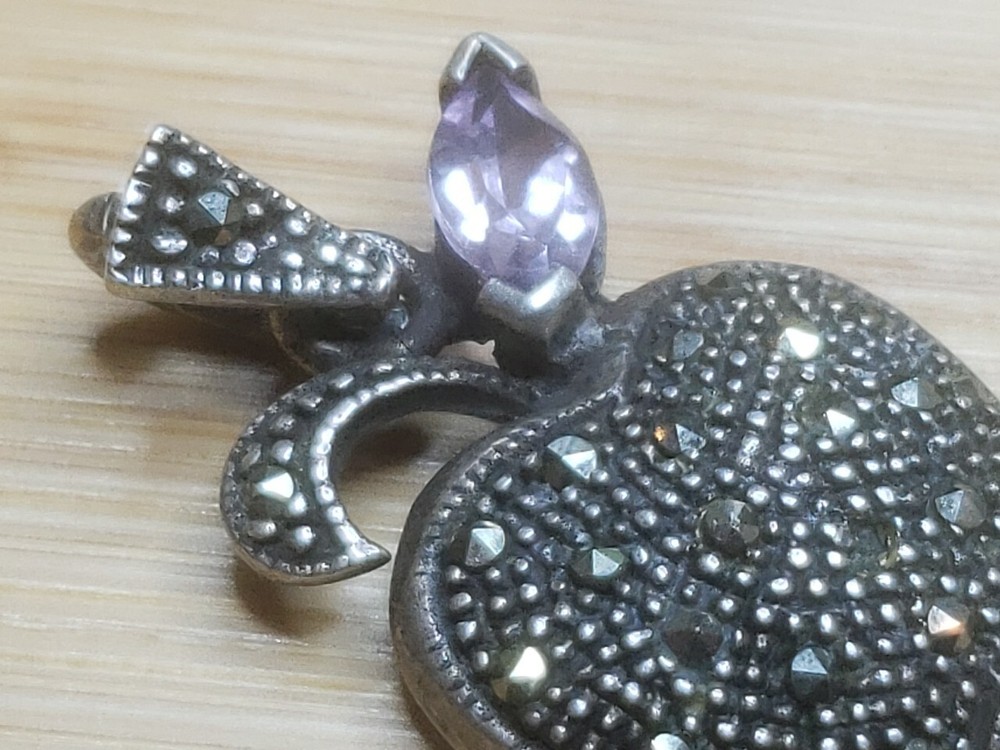Sterling Marcasite Apple Pendant - Beautiful