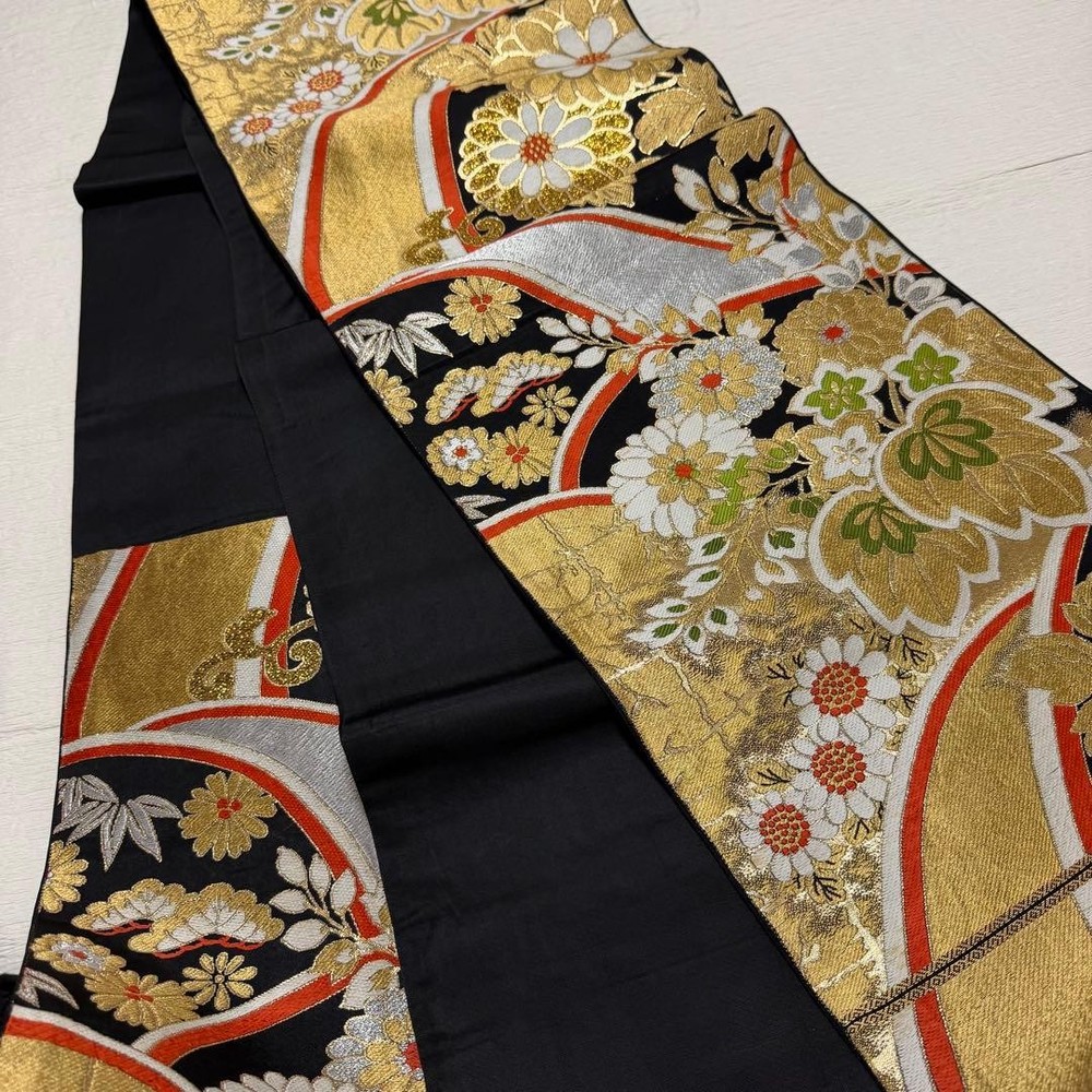 Antique bag obi large flower pattern