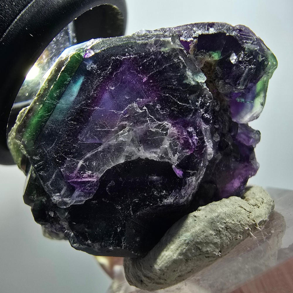 Phantom Fluorite Cube, hexagonal specimen, green purple blue Okorusu, Namibia