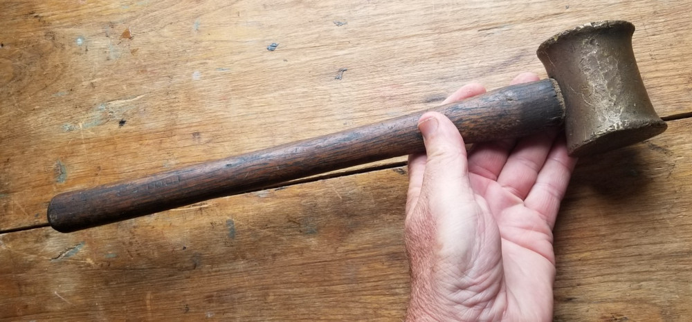 Antique Hammer with Brass Head