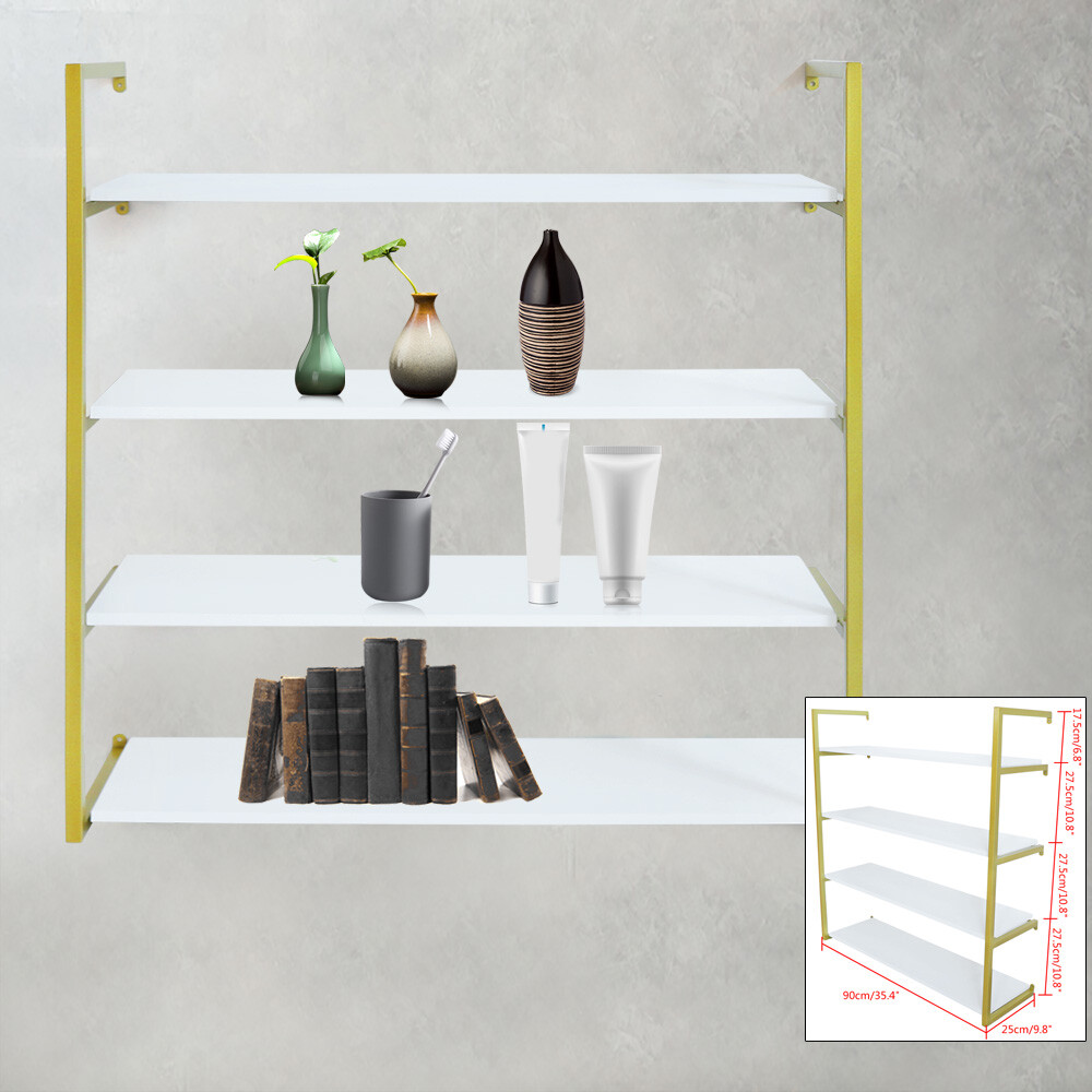 Wall-Mounted Storage Rack with Gold Frame for Elegant Organization