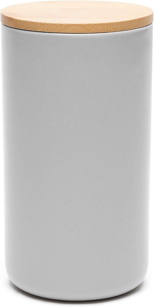 Waggo Simple Solid Ceramic Cookie Jar Or Pet Treat - Modern Light Grey
