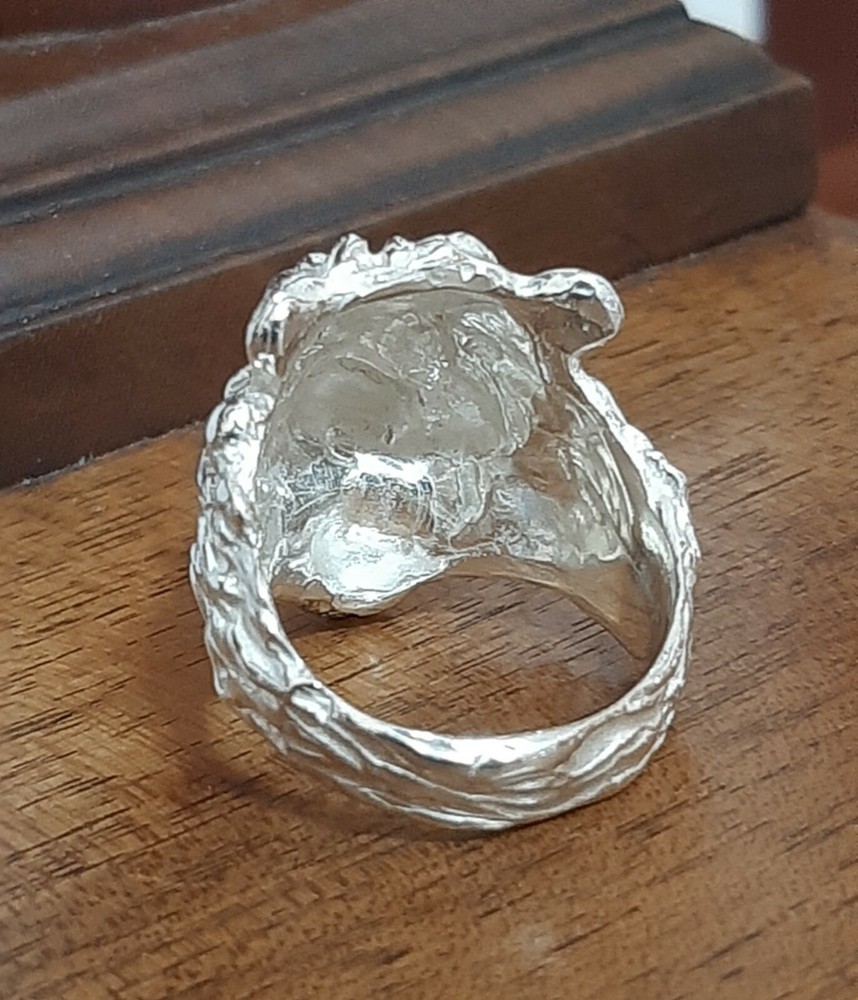 925 MENS SILVER RING SEAL LION SOLID HEAD