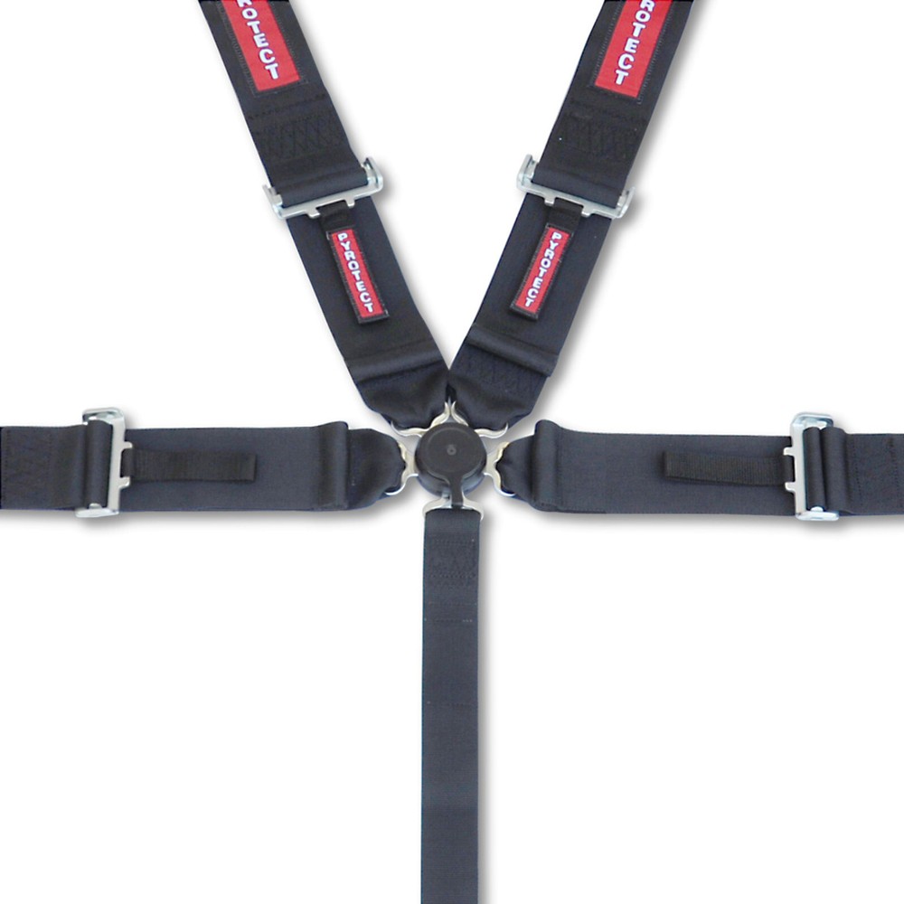 Pyrotect 5 Point Harness Camlock 3"-2" Shoulder SFI 16.1 Pull Down 3" Lap Black