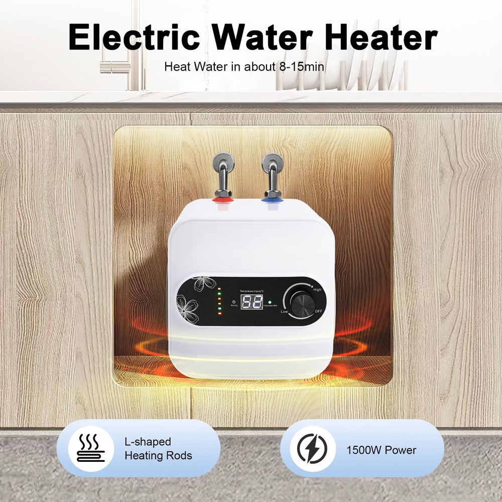 1500W Mini Tank Electric Water Heater 8L Point of Use Hot Water Boat RV