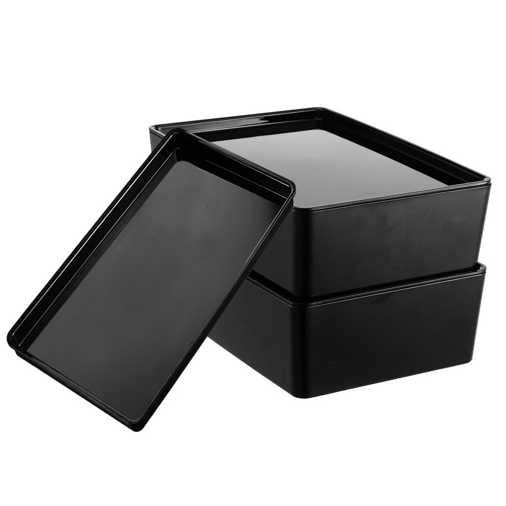 2 Pack Storage Bins with Lids, 10 x 6.9 Inch Multipurpose Stackable Plastic C...