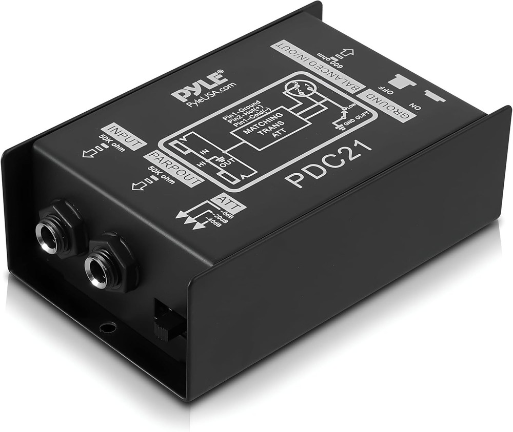 Pyle Professional High-Performance Passive DI-Box-(1/4''/XLR)