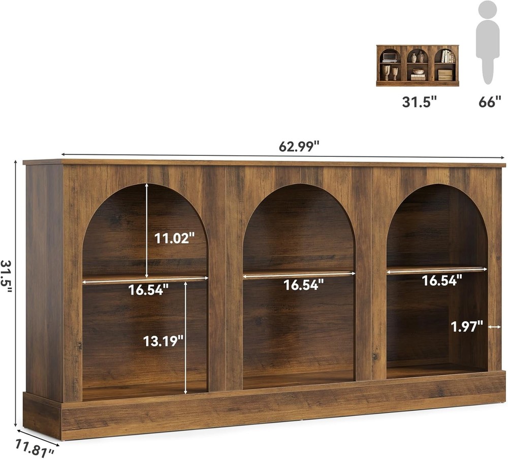 63" Modern Console Sofa Table W/ 3-Tier Storage Wooden Rectangular Foyer Table