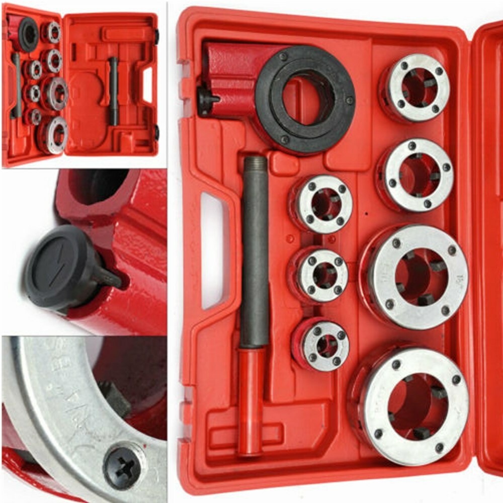 7 Size Pipe Threader Kit Pipe Thread Cutter Tap Bar Head Pipe Die Threading Sets