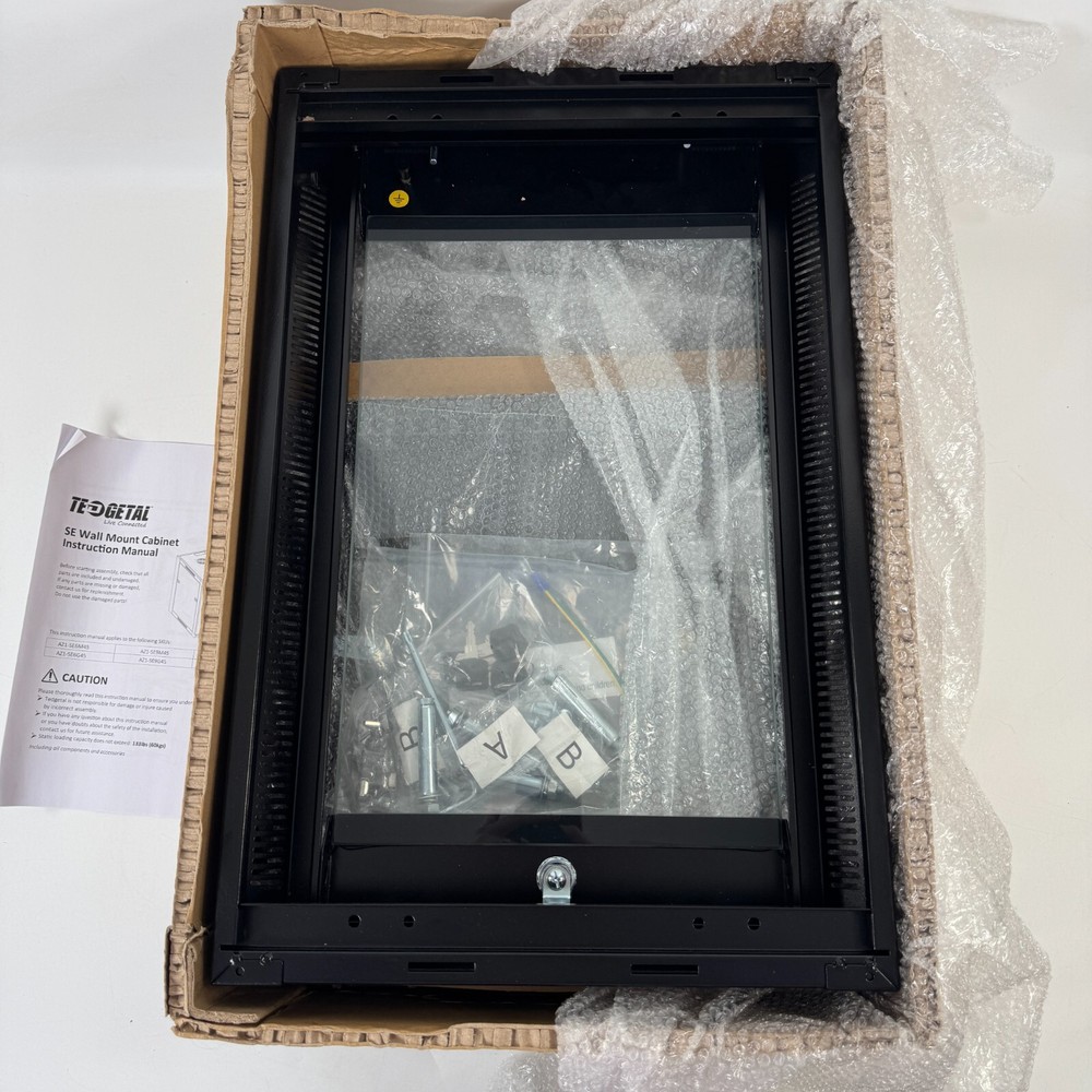 6U Wall Mount Server Cabinet Network Rack Enclosure Locking Glass Door