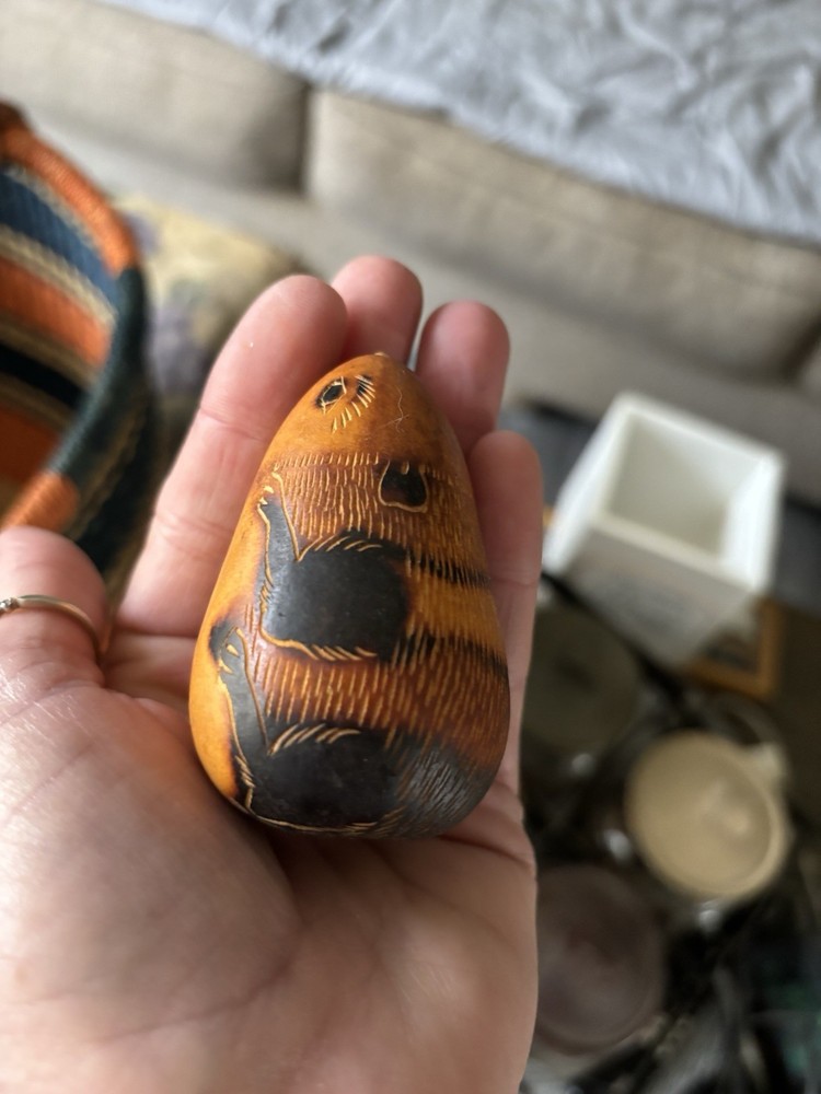 Tiny Hand Carved Peruvian Gourd