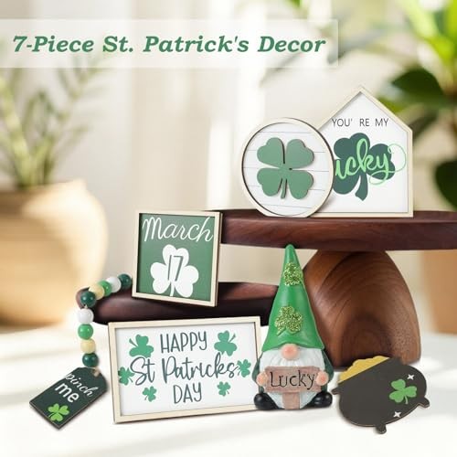 St. Patrick's Day Decorations | 7PCS St. Patrick's Day Tiered Tray Decor |