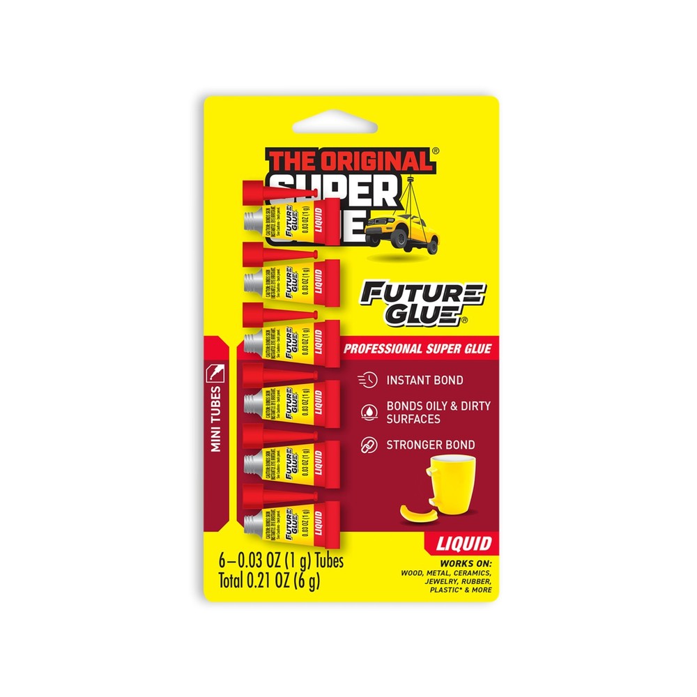 Super Glue Future Liquid 6 Mini Single Use Tubes, Clear, One Size, Clear