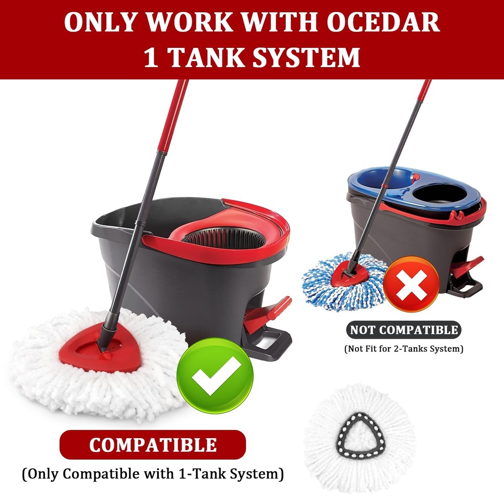4 Pack Spin Mop Head for O-Ceda Easywring Spin Mop Heads Replacements Reusabl...