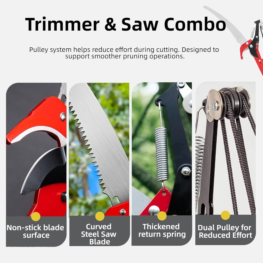 15.7’’ Pole Saws for Tree Trimming - Dual-Pulley Tree Pruner, Tree Trimmers Long