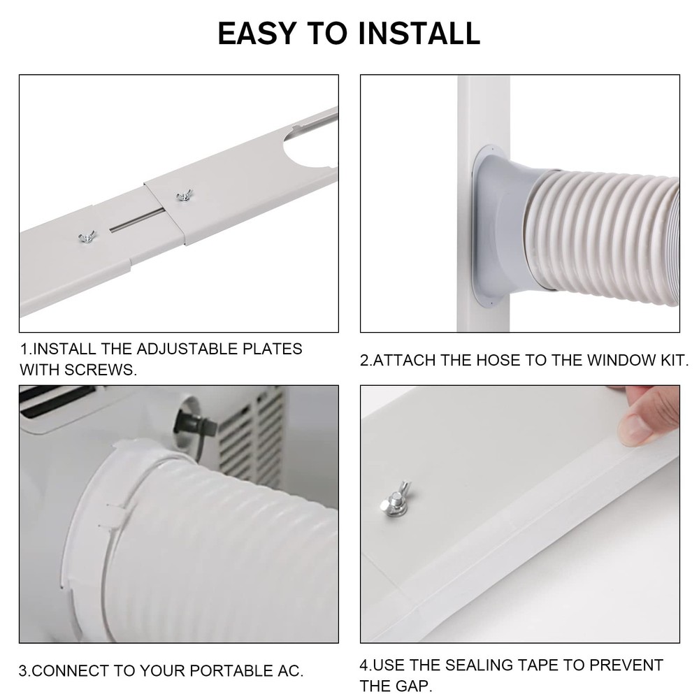 Portable Air Conditioner Window Vent Kit, Adjustable Window Seal with 5.9 Inc...
