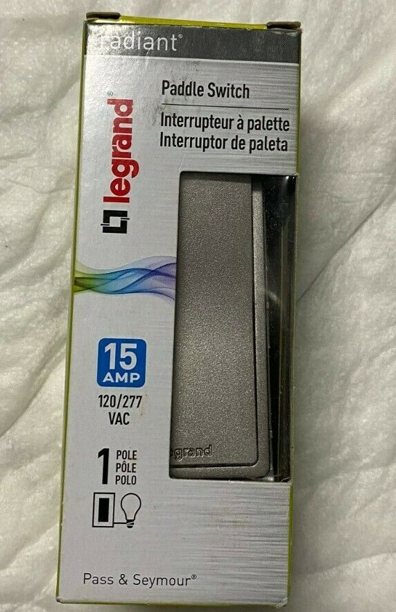 PASS & SEYMOUR 15 Amp Single Pole Lights Control Paddle Switch, Nickel